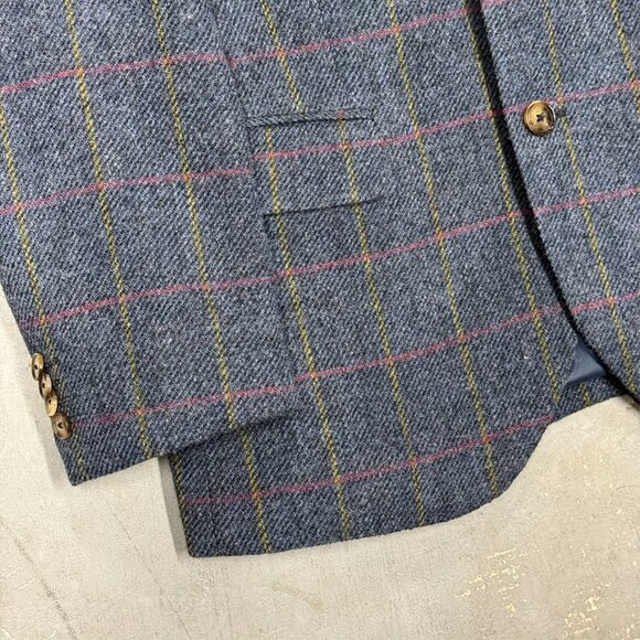 Don Lopo Tweed Blazer Wool Sport Coat Windowpane Blue 38R - Picture 4 of 10